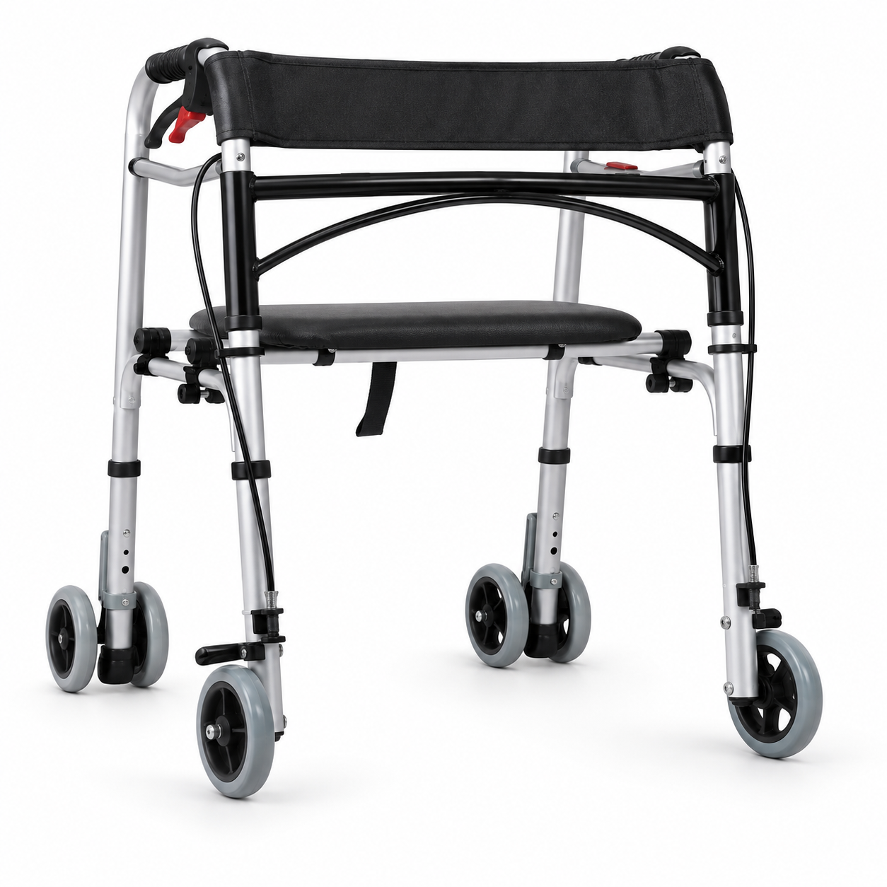 8201WS-P Double-Latch Folding Aluminum Walker with Seat