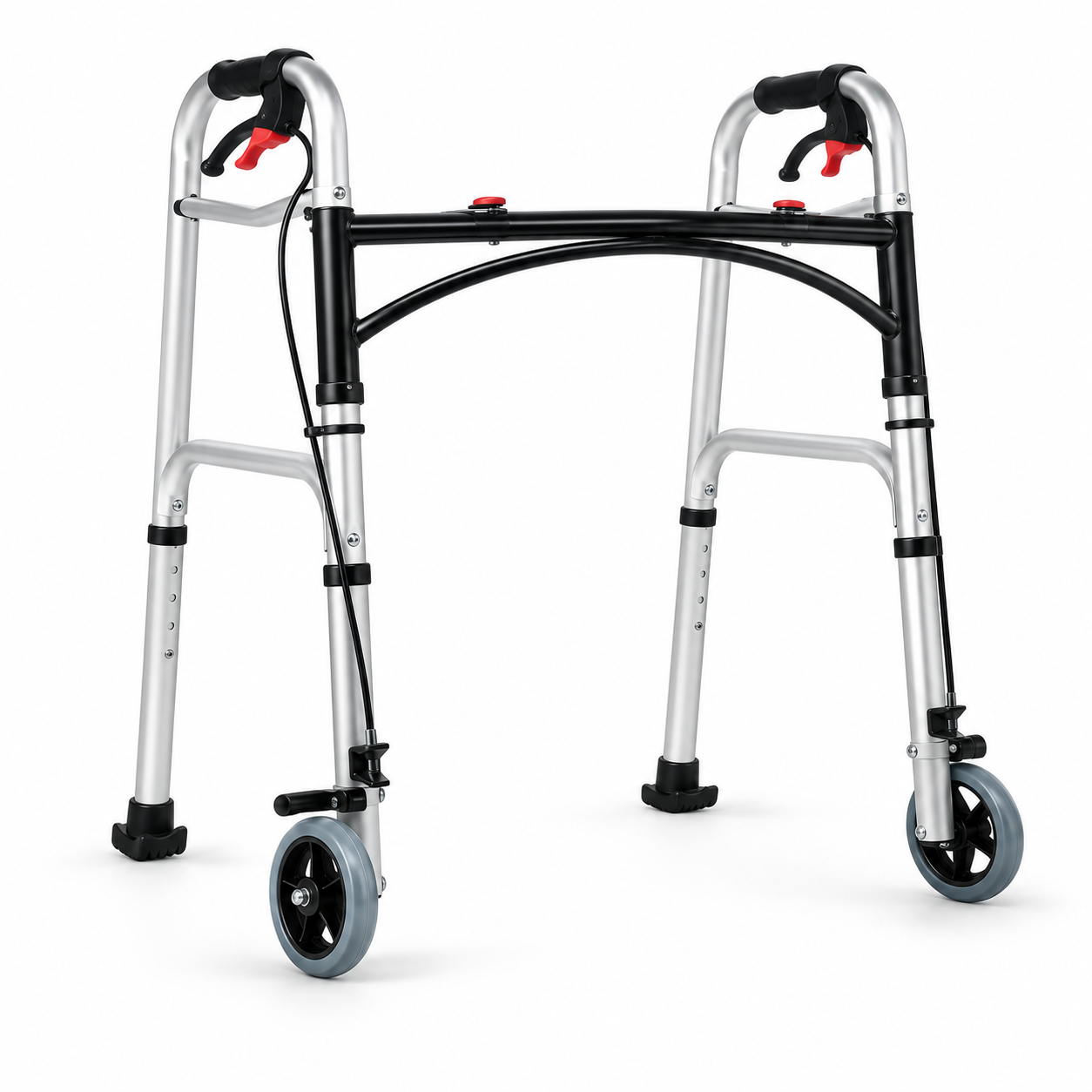 8201S Double-Latch Folding Aluminum Walker with Self-Locking Brakes