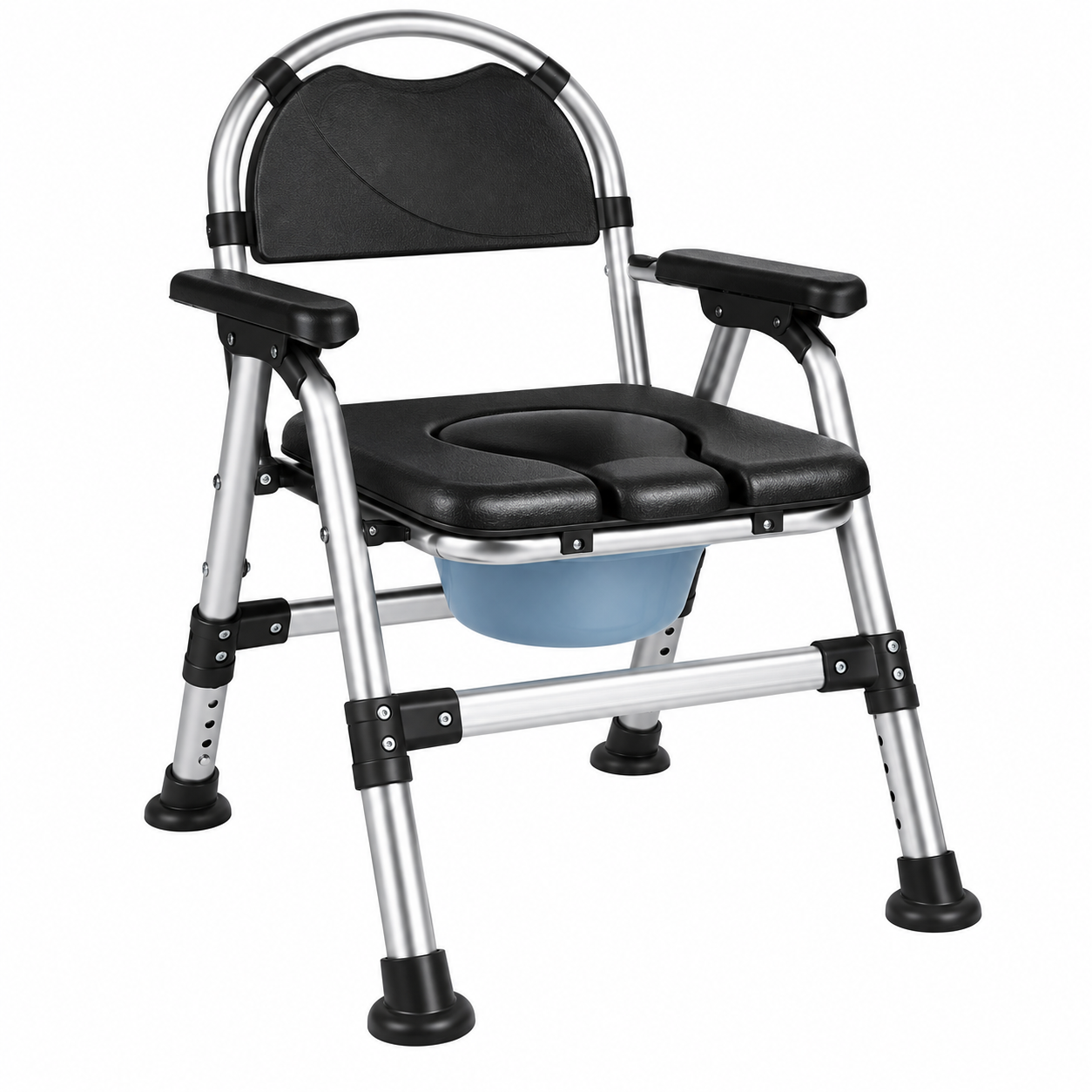 6204 Foldable Stainless Steel Commode Chair with Padded Seat
