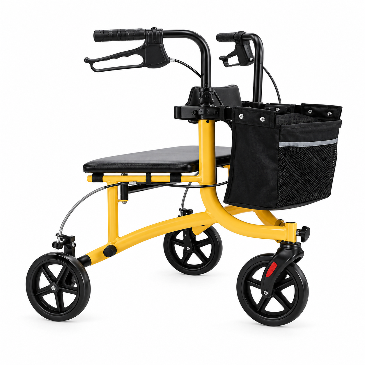 936 Multifunction Three-Wheel Rollator Walker with Seat and Shopping Bag