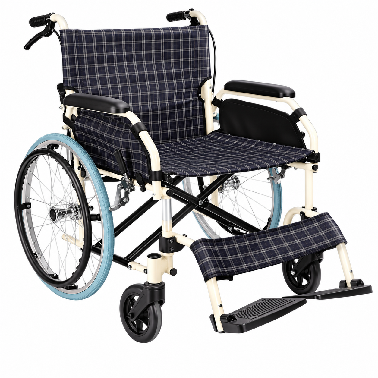 3000S Steel Manual Wheelchair with PU Solid Rear Wheels