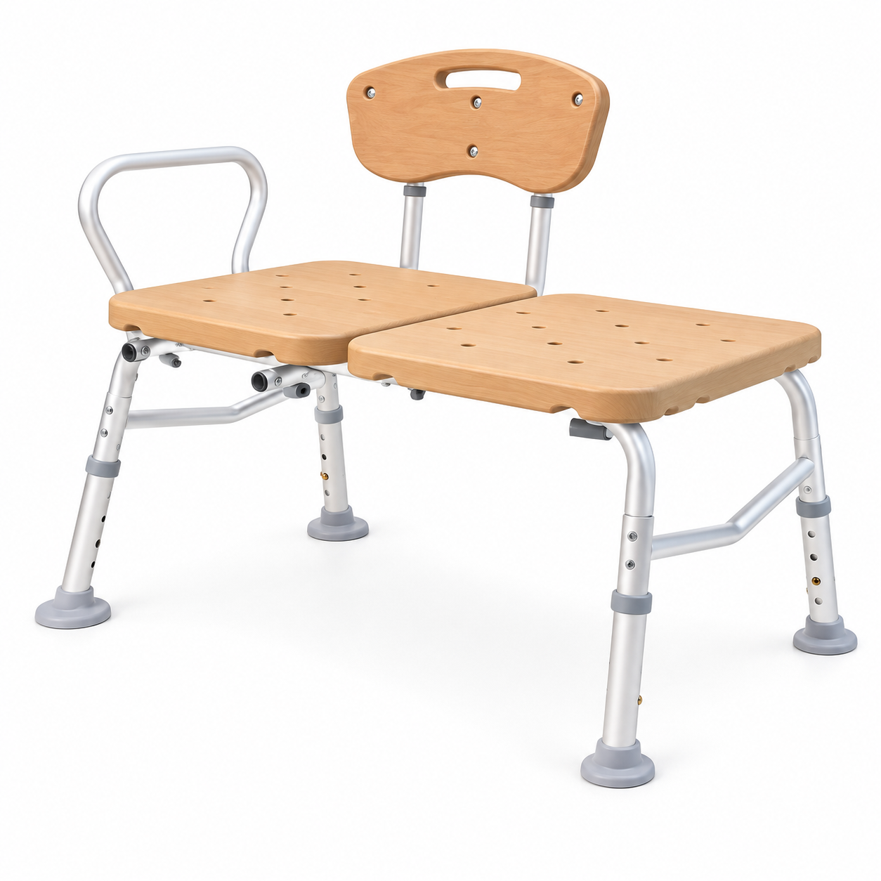 Two-Piece Sliding Swivel Shower Chair with Removable Backrest and Armrest