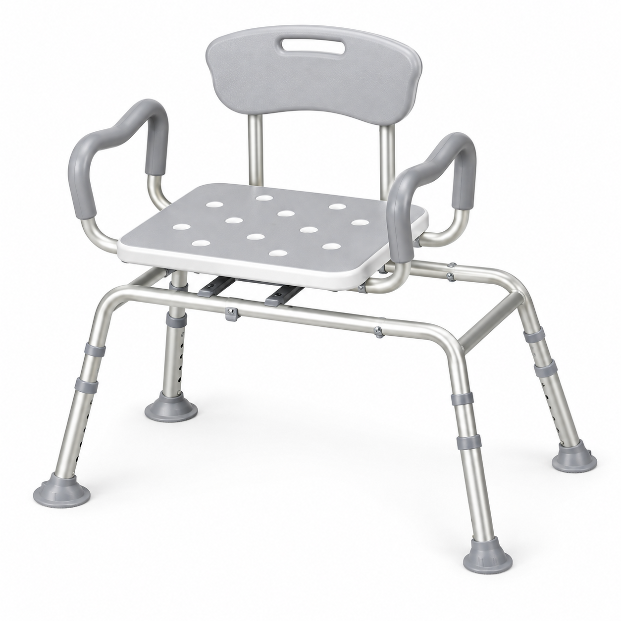 Sliding Swivel Shower Chair with Removable Armrests and Backrest