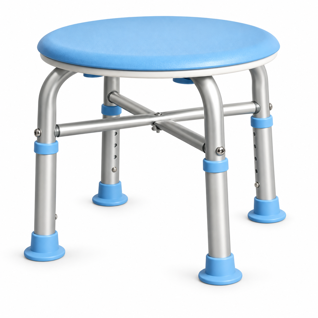Adjustable Aluminum Shower Stool with Swivel Seat
