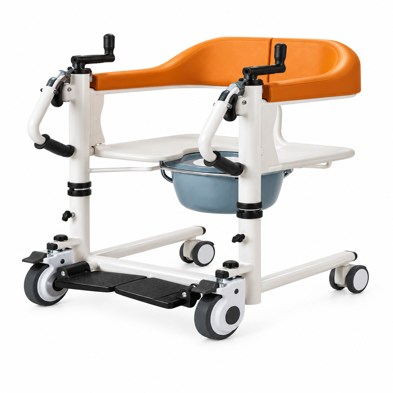 Hand-Crank Patient Transfer Chair with Commode Function