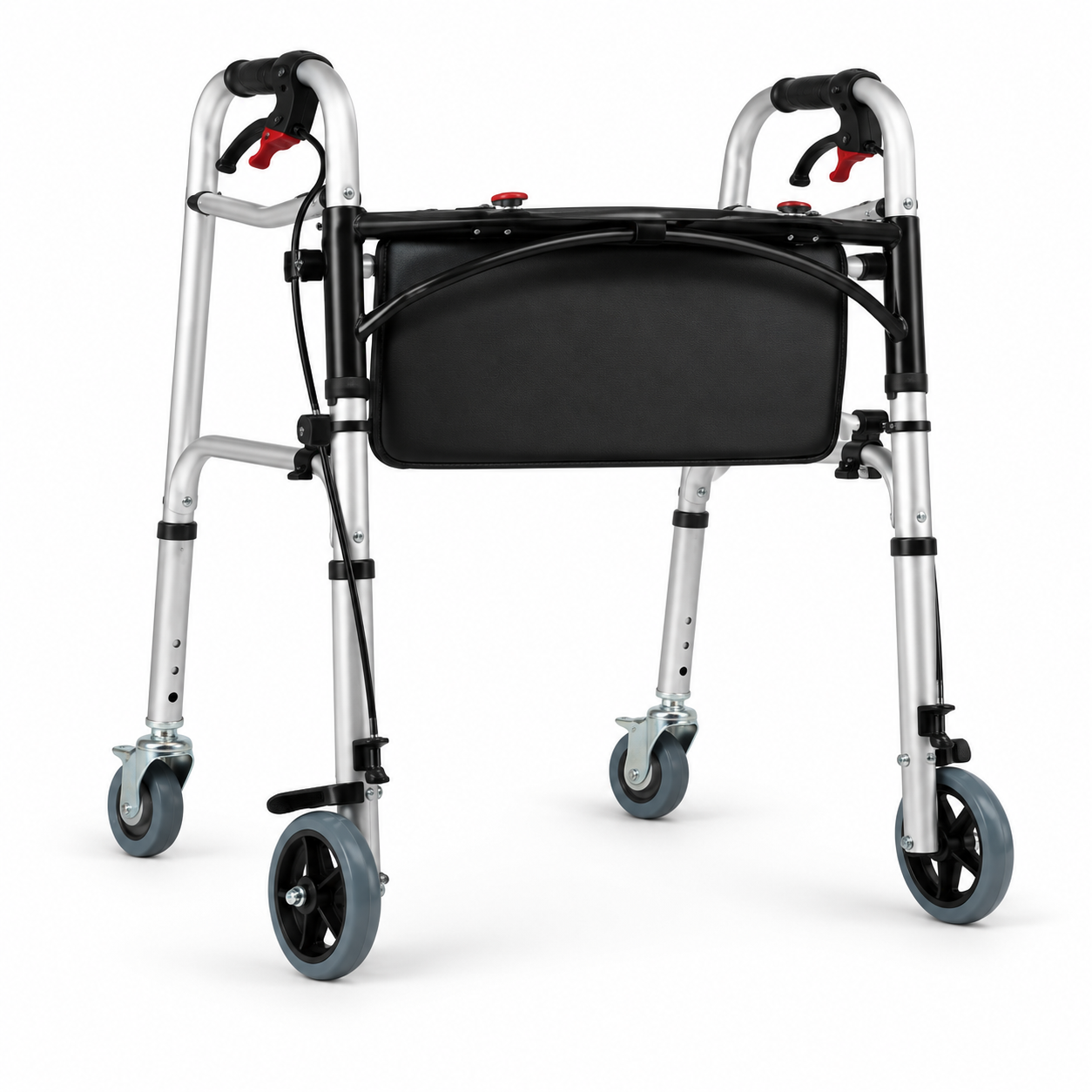 8201W-P Double-Latch Folding Aluminum Walker with Self-Locking Brakes